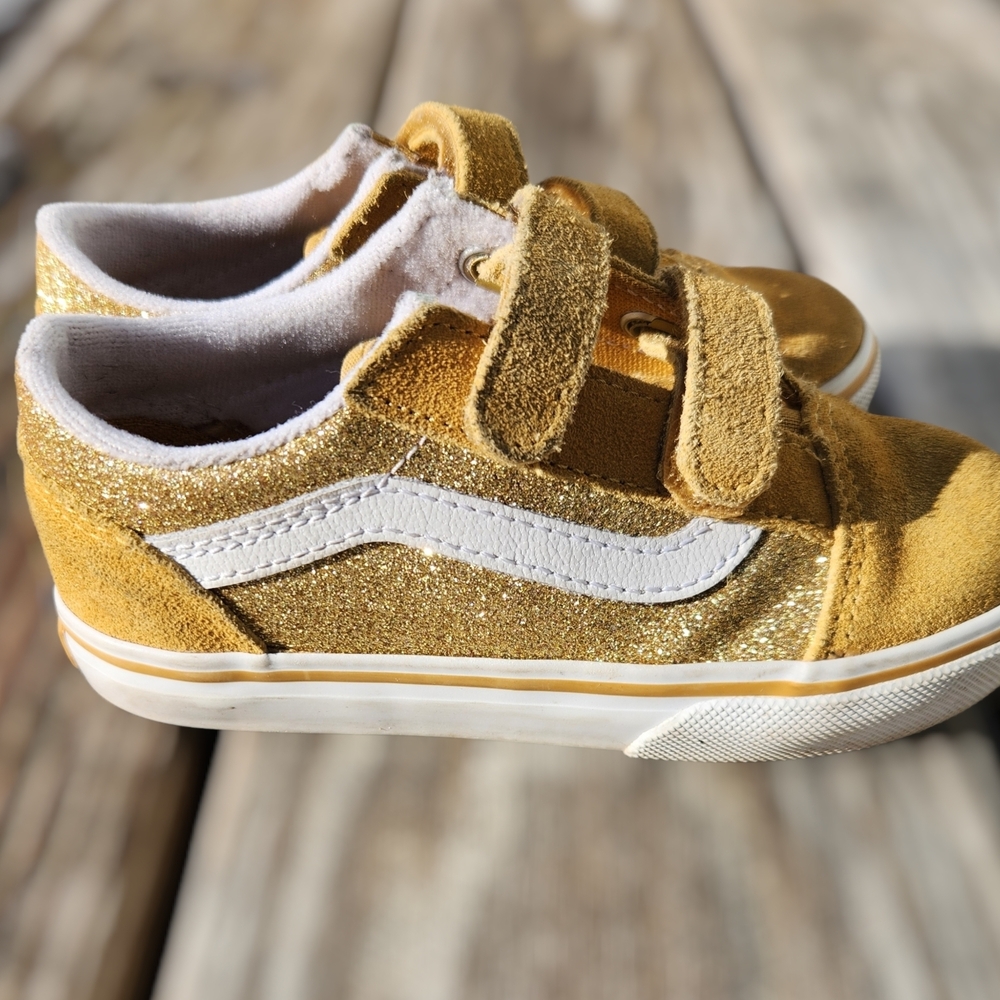 Toddler Size 10 Gold Glitter Van Sneakers